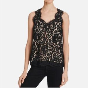 Joie Cina Lace Sleeveless Top in Black and Beige